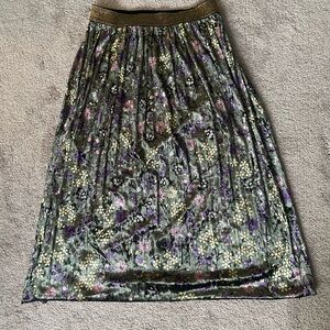 Modcloth A-Line Skirt with Floral and Gold Accents